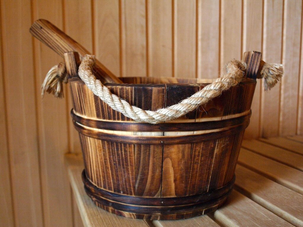sauna, water bucket, wooden bucket, sauna, sauna, sauna, sauna, sauna