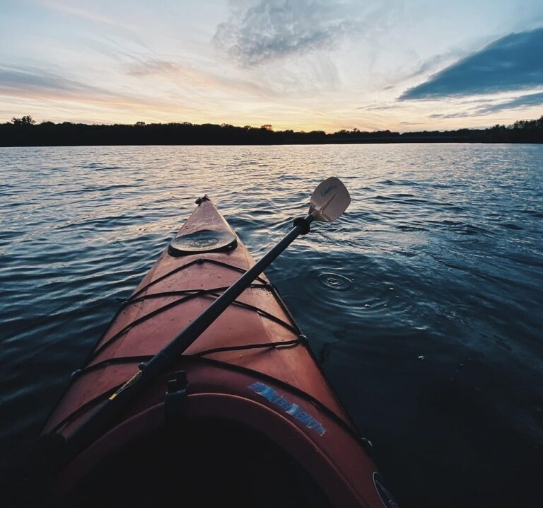 kayak, nature, boat, paddle, kayaking, lake, sunset, island, tranquil, sport, relax